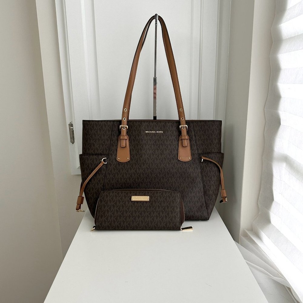 Michael Kors Tote Bag Wallet Set Brown